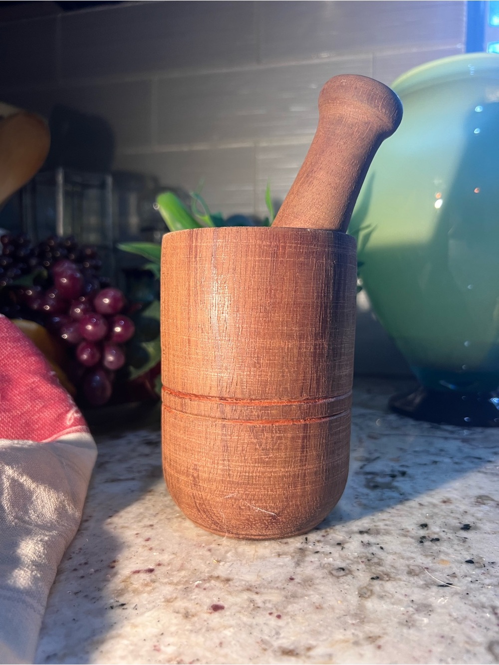 Wooden Mortar and Pestle - Natural Brown, Like new!